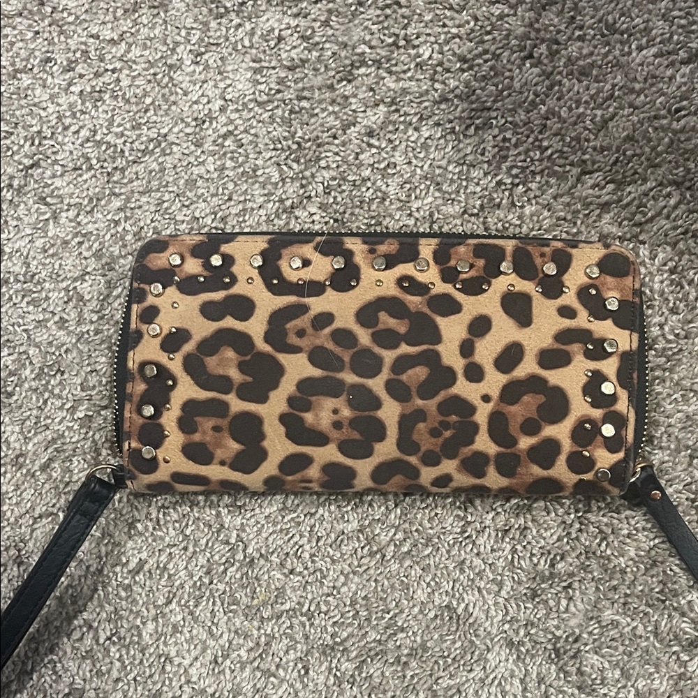 INC International Concepts Leopard Print Wallet with Black Accents